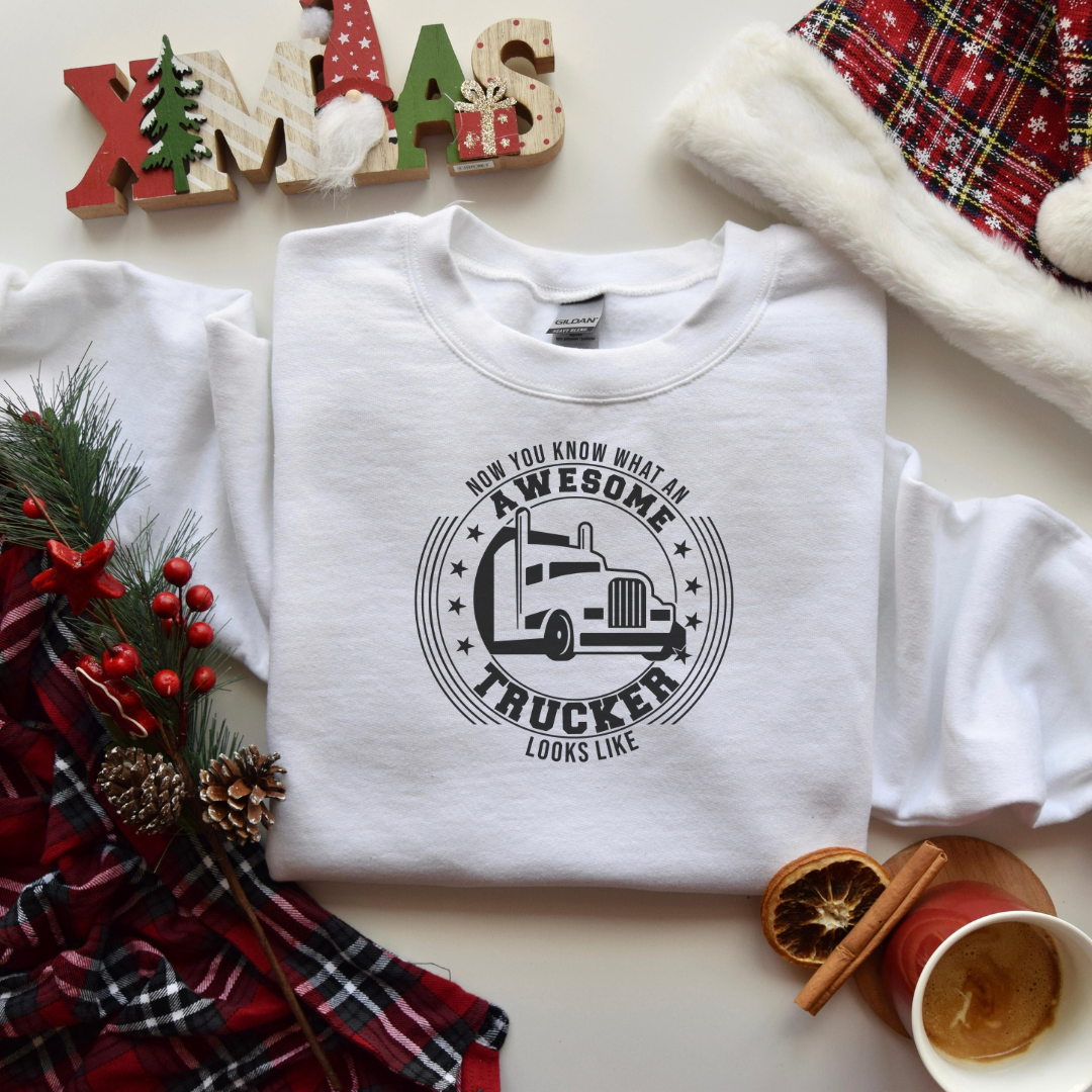 Sweatshirt Awesome Trucker (White)